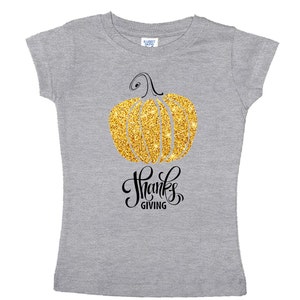 Thanks Giving Gold Pumpkin Heather Girl's Shirt image 1