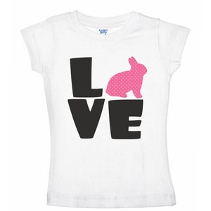 Love Easter Bunny Shirt for Girls or Baby Bodysuit image 2