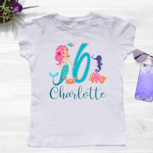 Mermaid Under the Sea Personalized Birthday Girl T-Shirt, Mermaid Birthday, Mermaid girl shirt, Birthday Mermaid shirt