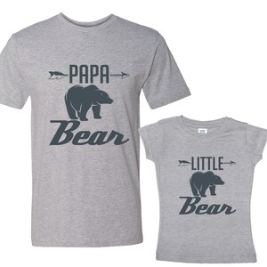 Papa Bear Little Bear Heather Shirts Daddy and Me Shirt Set Charcoal image 1