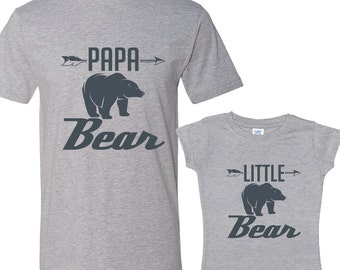 Papa Bear - Little Bear Heather Shirts Daddy and Me Shirt Set Charcoal