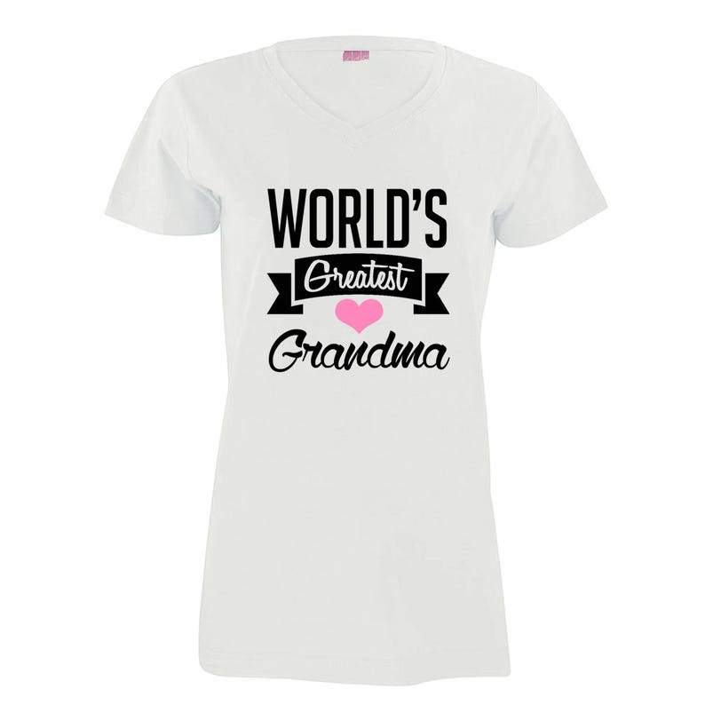 World's Greatest Grandma Modern Fit V-Neck Shirt image 1