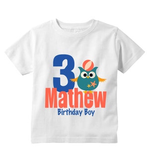 Personalized 3 Years Old Birthday Boy Nautical Owl Kids Shirt - Etsy
