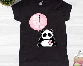 Girls - Strong Beautiful Leader Fearless AwesomeGirl's Shirt whit a Panda