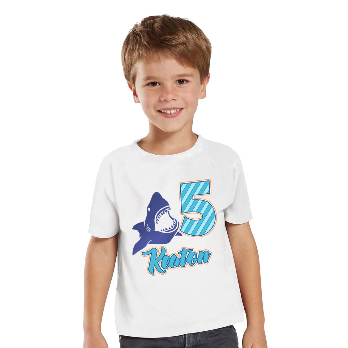 Personalized Birthday Shark Metallic Kids T-shirt - Etsy