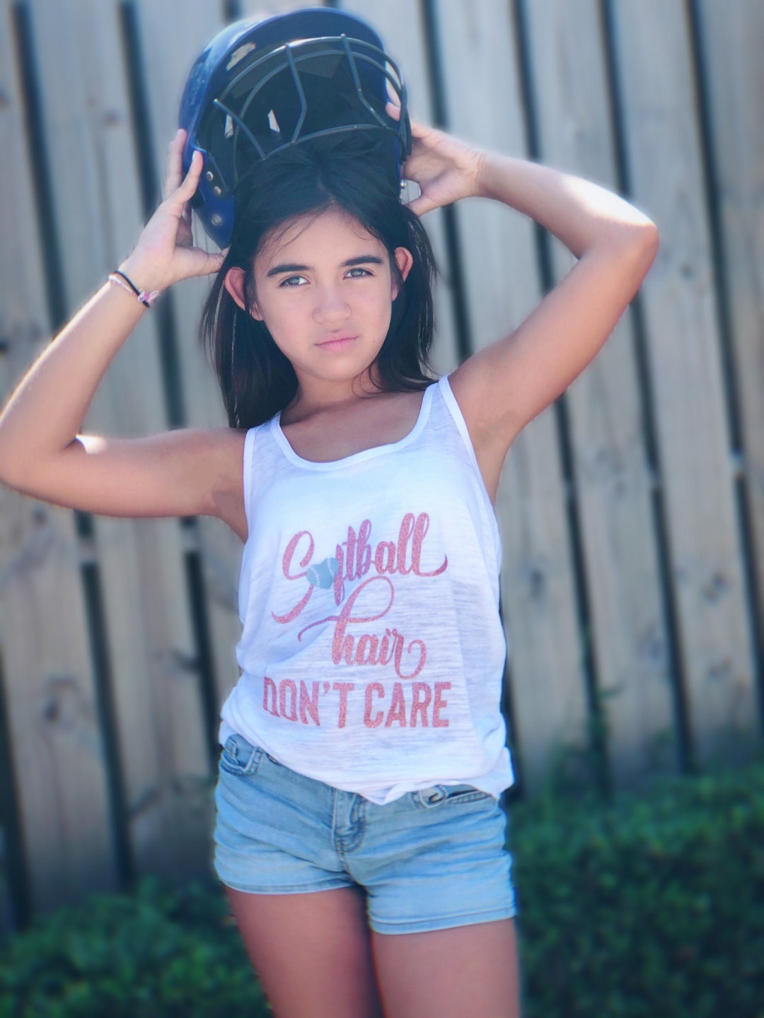 Softball Hair Don't Care Girls Tank Top, Softball Life Tank Top