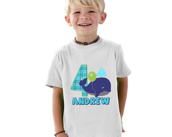 4 year old Blue the Whale Birthday Boy personalized Shirt
