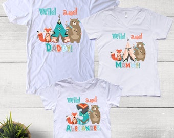 Personalized Wild Woodland Birthday Boy, Mom and Daddy Matching Shirts