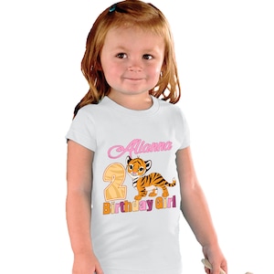 Personalized Birthday Girl T-Shirt Tiger Girl image 1