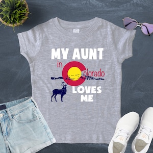 Colorado Aunt Loves Me Kids Shirt: USA Made Cotton Tee