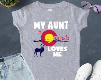 Colorado Aunt Loves Me Kids Shirt: USA Made Cotton Tee