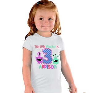 This Little Monster is 3 Birthday Girl Shirt