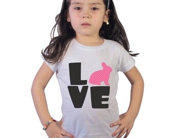 Love Easter Bunny Shirt for Girls or Baby Bodysuit