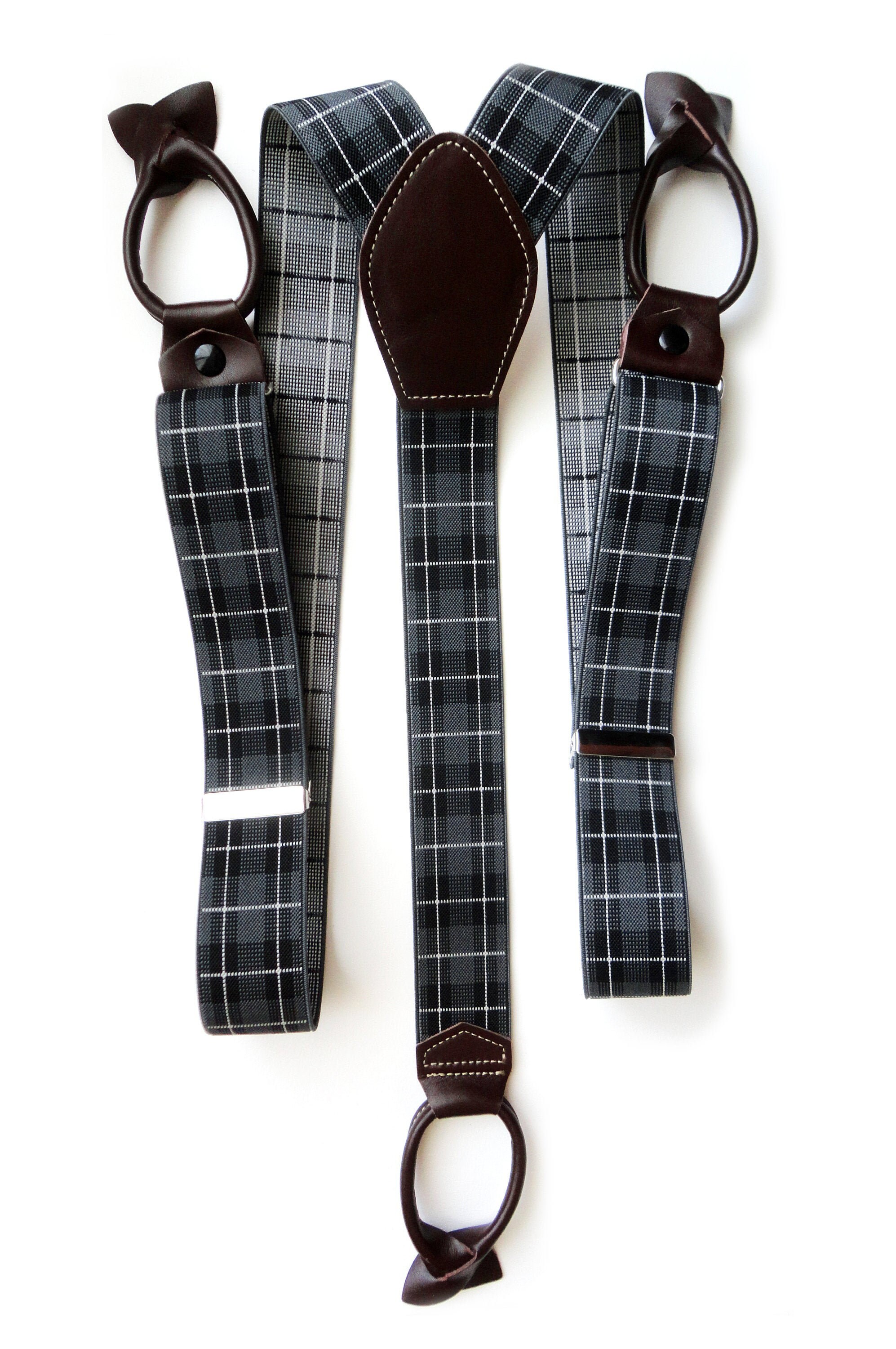 Men's suspenders button attachment suspenders grey Etsy