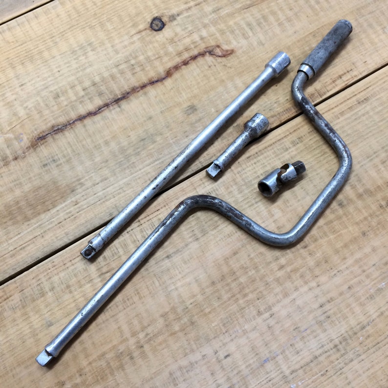 Vintage Hand Crank Handle and Extensions Speed Handle 3/8 Drive 16 Long