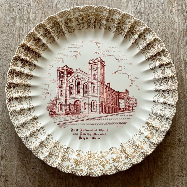 Bangor Maine First Universalist Church Commemorative Plate | 10" | Vintage | Collectable | Made in Tennessee, USA | Maine Vintage Goods