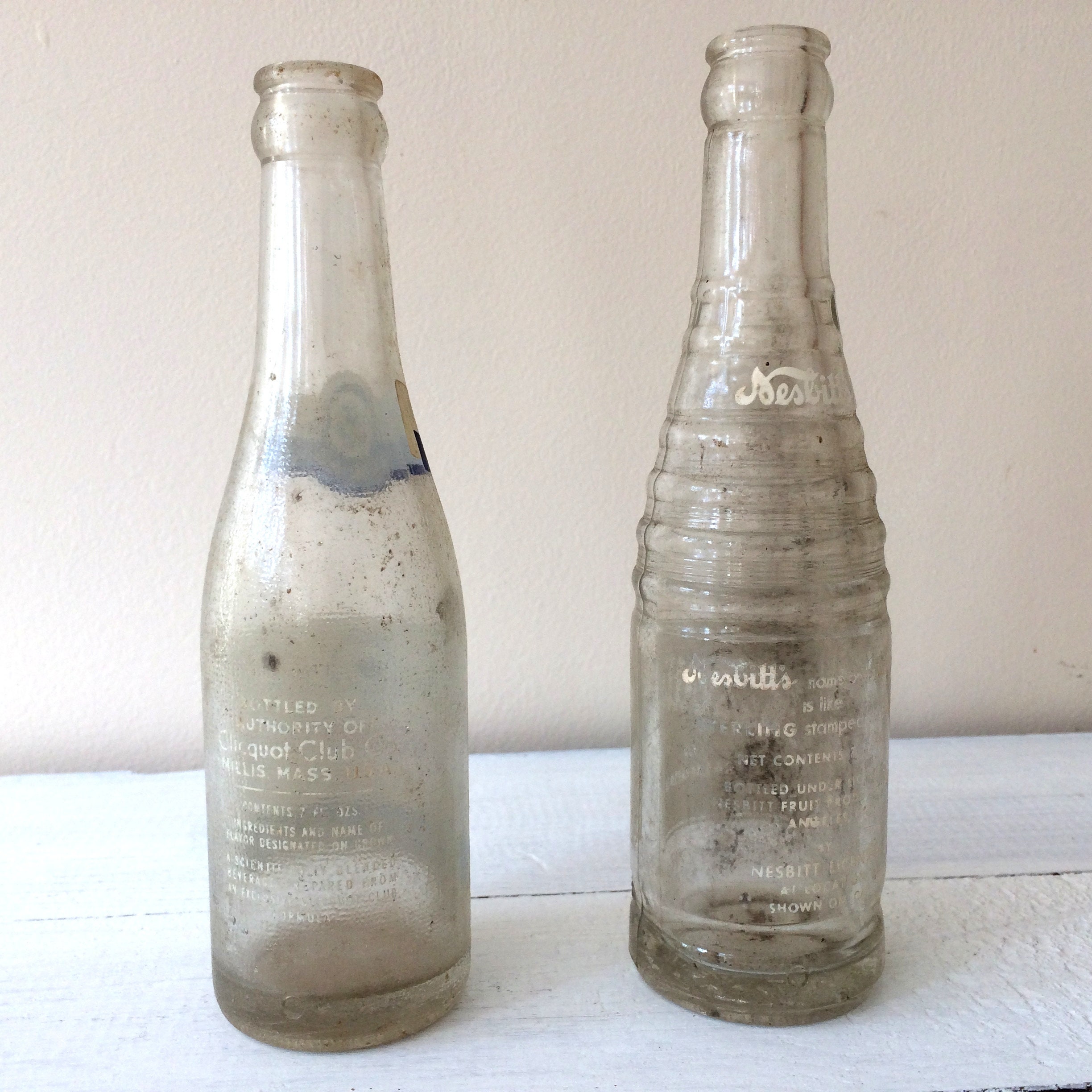 Set of 2 Vintage Glass Soda Bottles Glass Soda Pop Bottle Etsy