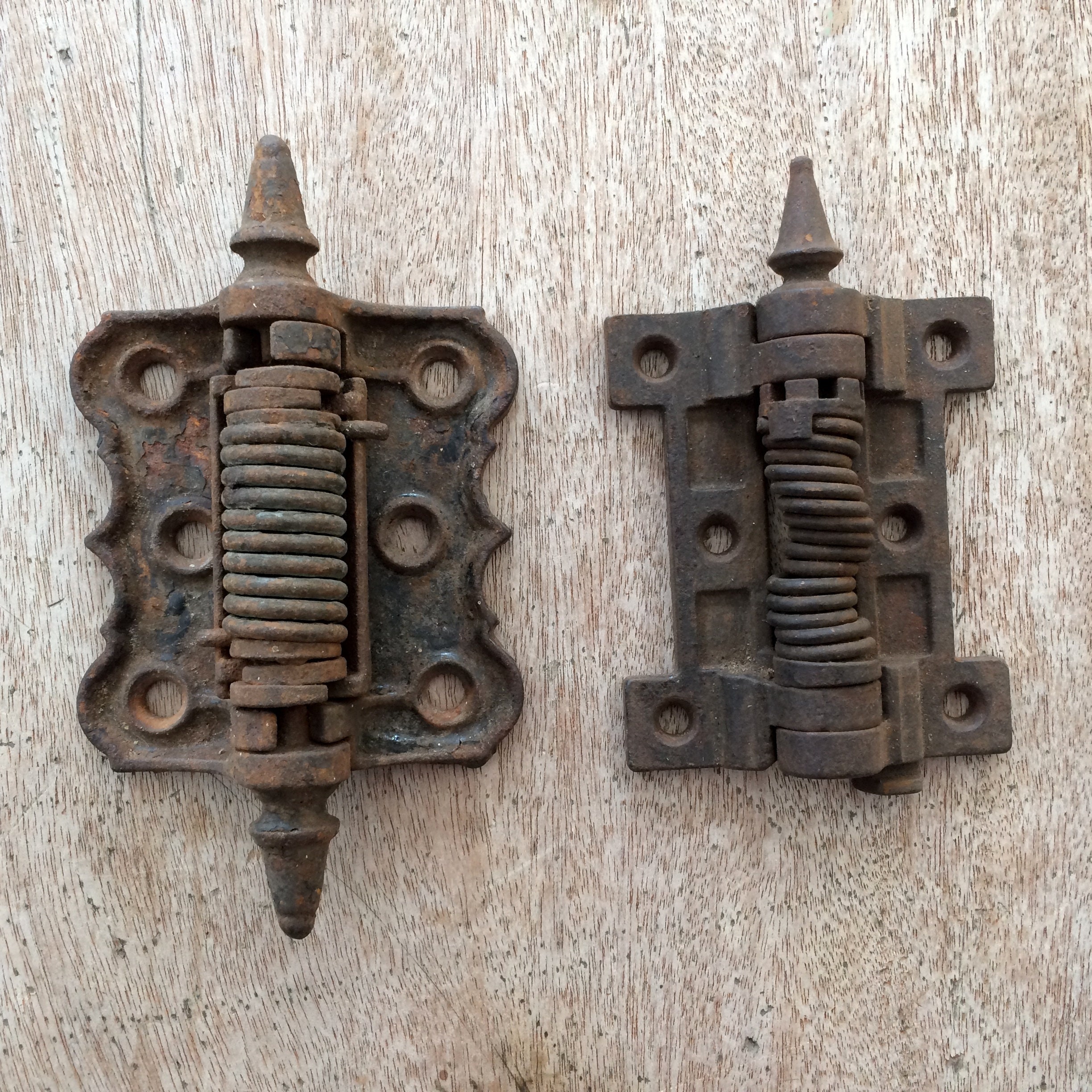 Antique Cast Iron Spring Hinges Set of 2 Heavy Duty Etsy