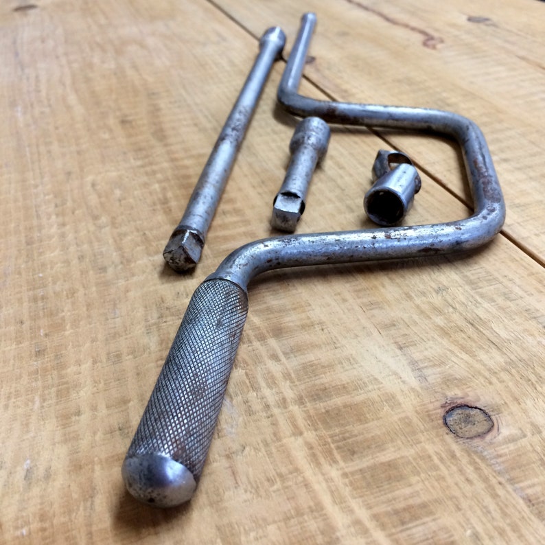 Vintage Hand Crank Handle and Extensions Speed Handle 3/8 Drive 16 Long