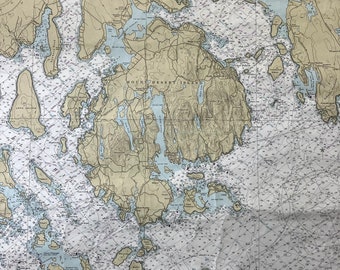 Vintage NOAA Chart #13312 | Frenchman and Blue Hill Bay | Mount Desert Island | MDI Map | Bar Harbor | Nautical Chart | Maine Vintage Goods