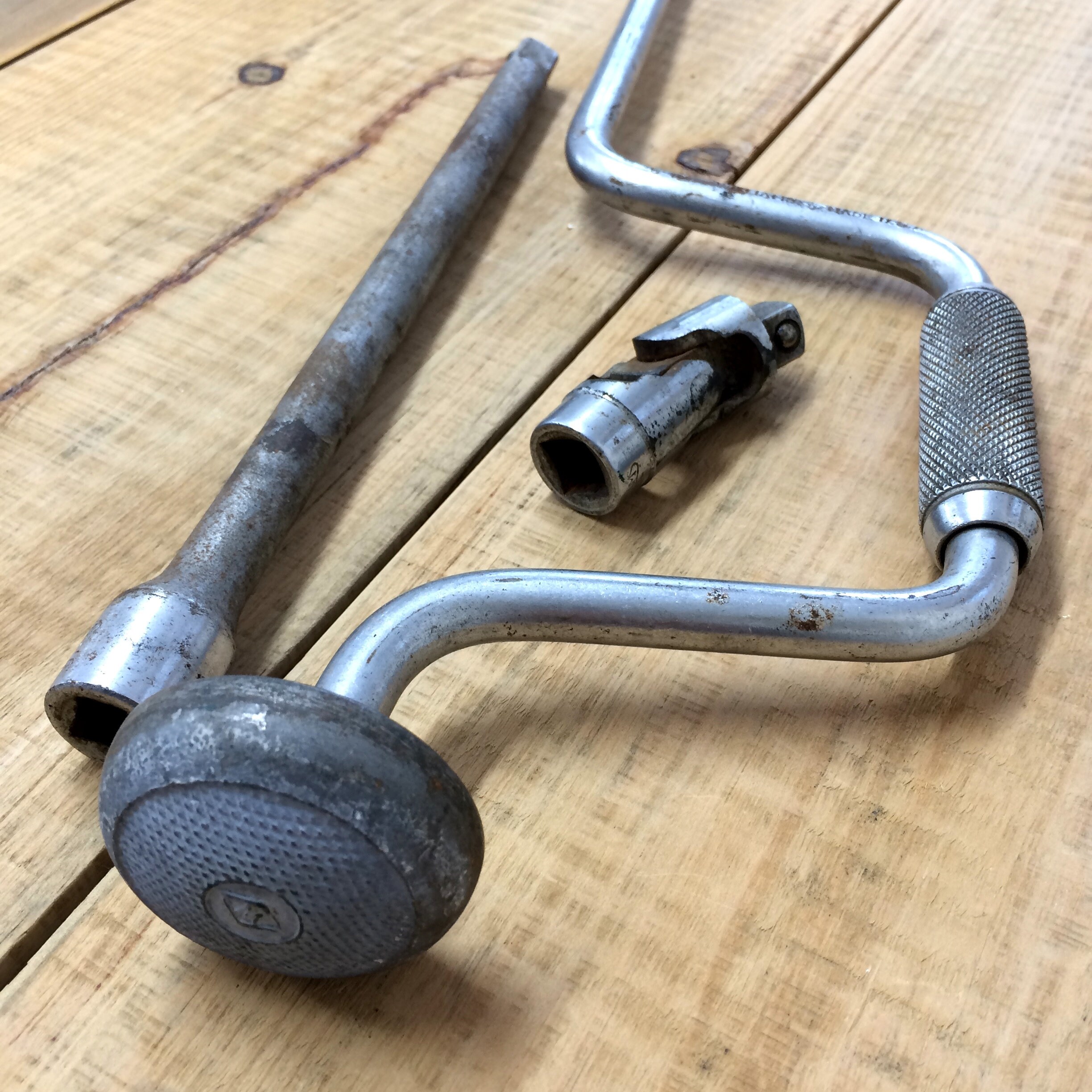 Vintage Hand Crank Handle and Extensions Speed Handle 1/2 Drive 16 Long