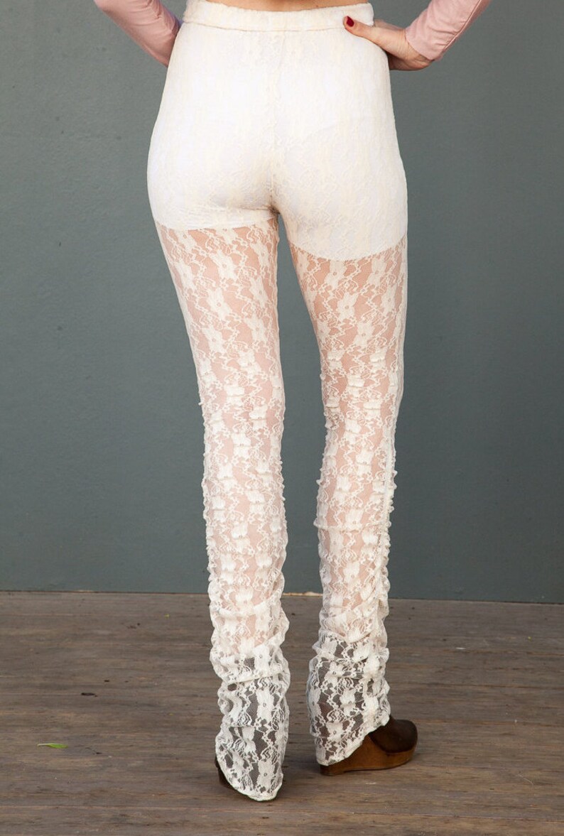 Off White Lace Leggings Women Sheer Leggings Boho Sexy Etsy