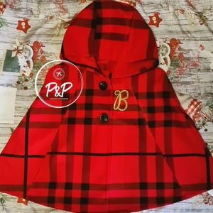 Girls Tartan Cape age 4 to 14 years. Can be Personalised