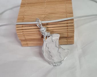 Wired Wrapped Quartz MoonNecklace