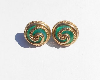 80’s Awesome Tropic Forest Green Interchangeable Button Size Pierced Earrings!