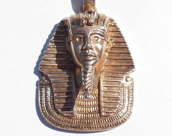 80’s Extraordinary Egyptian Pharaoh Gold Vermeil Large Pendant!