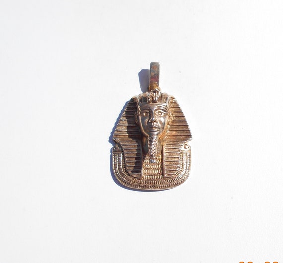 80’s Extraordinary Egyptian Pharaoh Gold Vermeil … - image 1