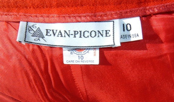 80s Evan Picone 100% Worsted Wool Red Straight Fu… - image 5