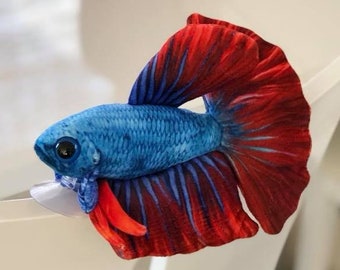 Blue/Red Betta Plush by GreenPleco ( approximately 8 inch )