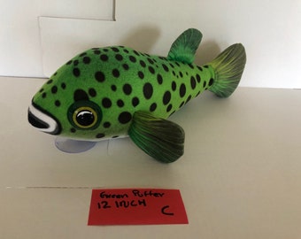 Green Puffer Fish Plushie C (12 inch)