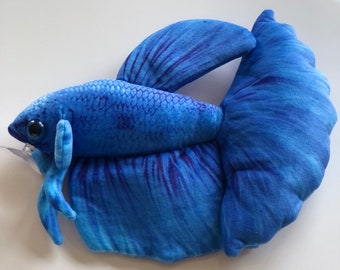 Blue Betta Plush by GreenPleco. Approximately 8 inch )