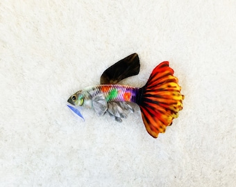 Polychrome Guppy Fish Plush Approximately 9.5 inches