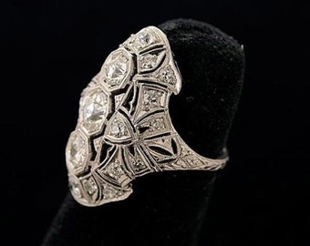 Exceptional One of a Kind- Large ART DECO European Cut Diamond Platinum Ring 2ct size 6.5 Pristine Condition