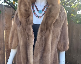 Luxurious Shawl Collar  Genuine Sable Hue Ranch Mink Fur Stole Wrap Shrug Cape норка nerz pelz 貂皮-ミンク Bridal Opera Occasion