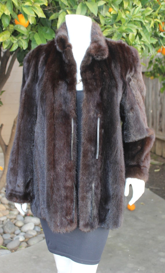 Breathtaking Glam Stunning Dark Brown Ranch Mink … - image 2