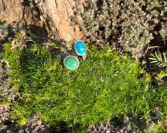 R91 Double Turquoise sterling adjustable wrap ring fits 8-9 1/2