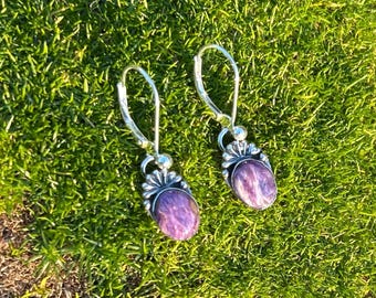 E80 Sweet Charoite sterling earrings