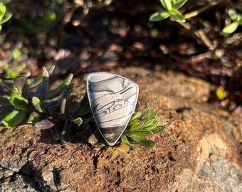 R87 Mocha stone sterling ring, size 7 3/4