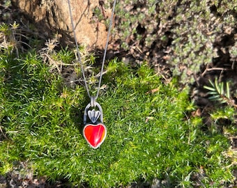 Rosarita Heart Pendant - Oxidized Sterling Silver Necklace
