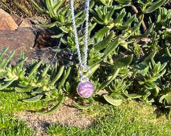N110  Charoite sterling necklace