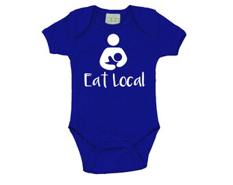 Breastfeeding Onesie - Eat Local Onesie - Royal Blue Breastfeeding Top