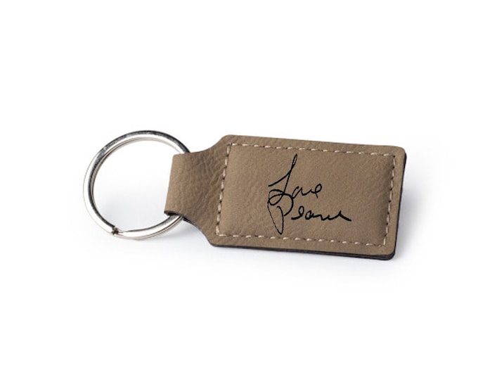 Handwriting gift keychain, Father's Day, leather in memory, child's drawing, personalized, gift for him, dad, husband gift, man gift