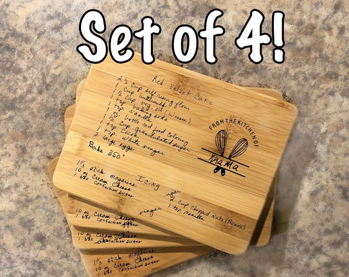 Set of 4 Handwriting recipe Cutting Boards- woodhavesaid keepsake- handwritten-gift- wood have said- would have said- Laser Engraved