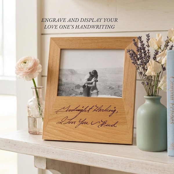 Handwriting gift Photo Frame Engraved Picture Frame Custom Signature Memorial Keepsake Gift Personalized Heirloom quality classic decor