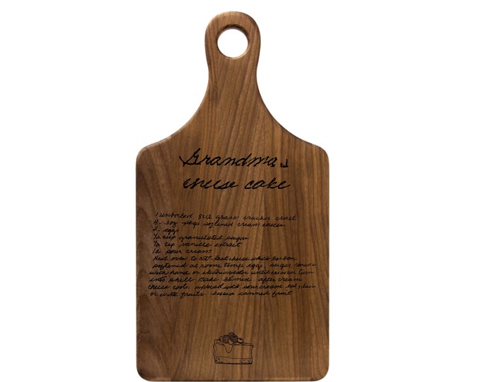 Personalized Walnut Recipe Cutting Board, Wine Bottle Shape, paddle board, Laser Engraved, custom recipe, maple, bamboo, acacia, in memory