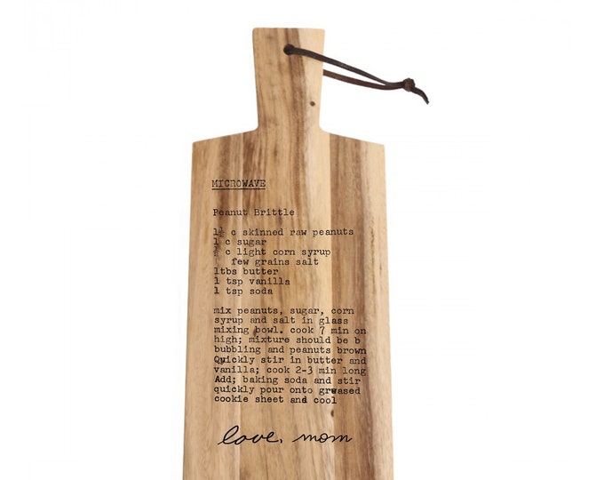 Recipe Cutting Board Handwritten Recipe, Acacia, paddle board, Custom, Personalize, wood have said, would have said, gift Engrave